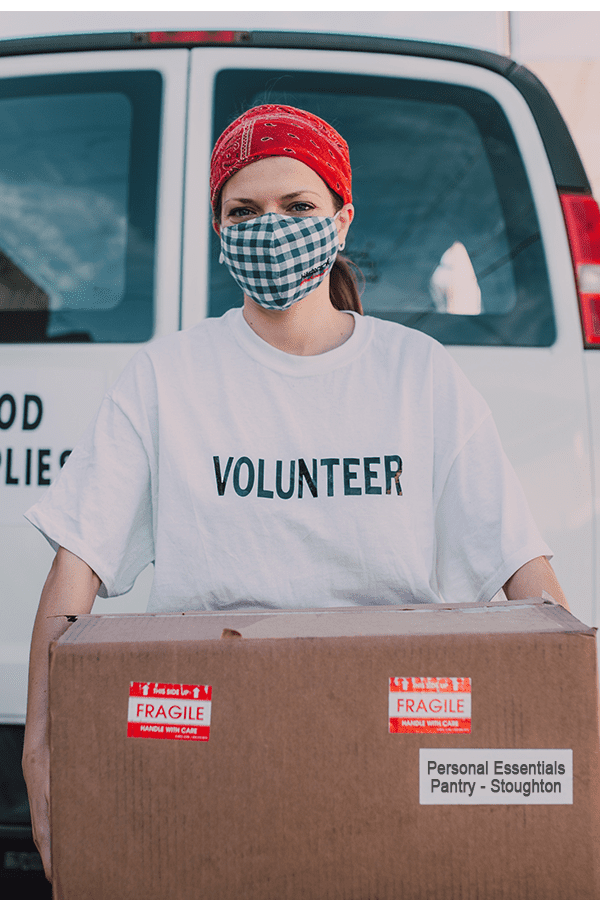 Volunteer Woman holding a box